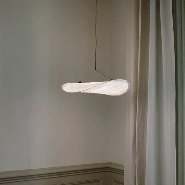 New Works LED-visoka svetilka Tense, premer 55 cm, bela, z možnostjo zatemnitve, zatemnjen, Bela, Dnevna soba / jedilnica, Tkanine / tekstil, Skandinavski