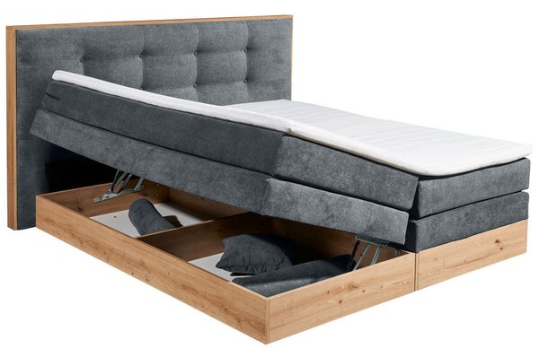 POSTELJA BOXSPRING 180 cm x 200 cm , les, tekstil, leseni material antracit
