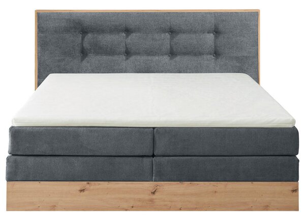 POSTELJA BOXSPRING 180 cm x 200 cm , les, tekstil, leseni material antracit