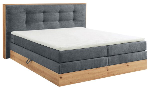 POSTELJA BOXSPRING 180 cm x 200 cm , les, tekstil, leseni material antracit