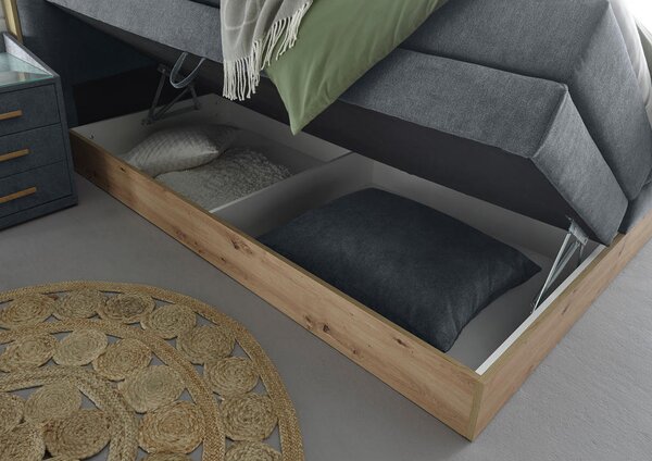 POSTELJA BOXSPRING 180 cm x 200 cm , les, tekstil, leseni material antracit