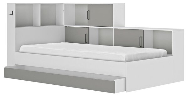 POSTELJA S PREDALOM 90 cm x 200 cm , siva, bela