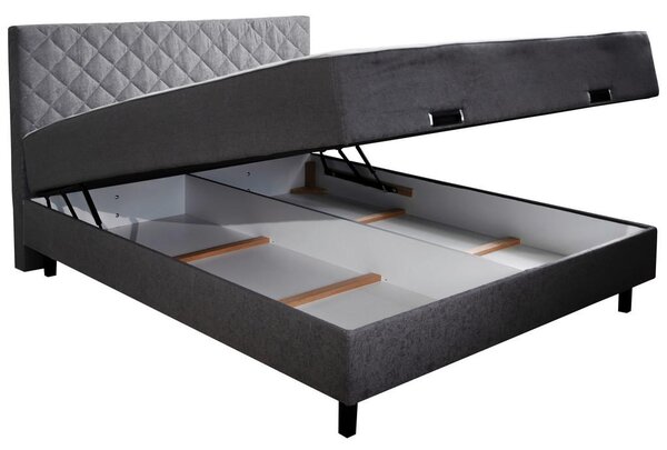 POSTELJA Z VZMETNICO 160 cm x 200 cm , les, tekstil siva
