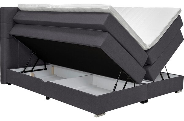 POSTELJA BOXSPRING 180 cm x 200 cm , tekstil temno siva