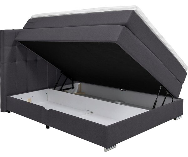 POSTELJA BOXSPRING 140 cm x 200 cm , tekstil temno siva