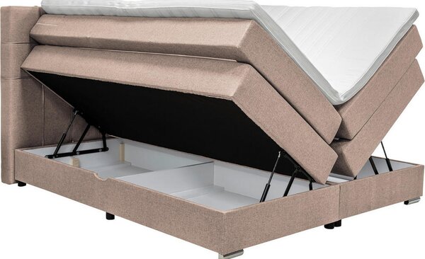 POSTELJA BOXSPRING 180 cm x 200 cm , tekstil svetlo rjava