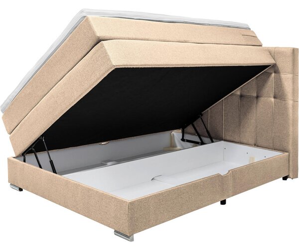 POSTELJA BOXSPRING 140 cm x 200 cm , tekstil bež