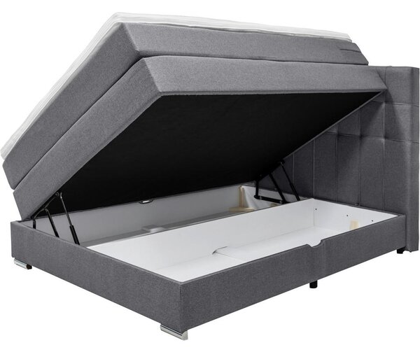 POSTELJA BOXSPRING 140 cm x 200 cm , tekstil siva