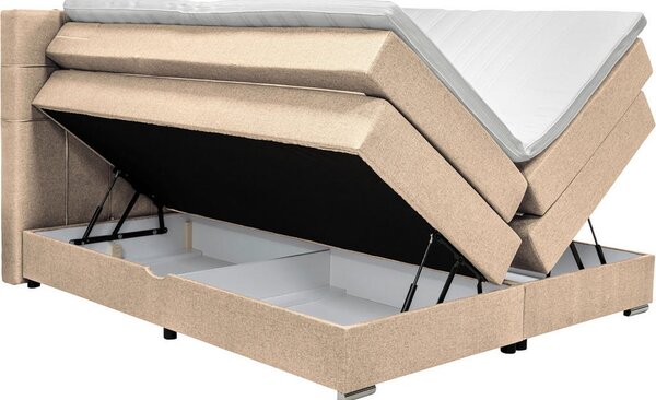 POSTELJA BOXSPRING 160 cm x 200 cm , tekstil bež