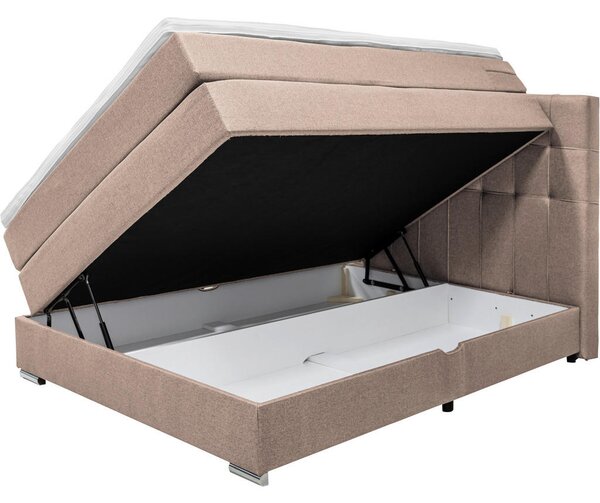 POSTELJA BOXSPRING 140 cm x 200 cm , tekstil svetlo rjava