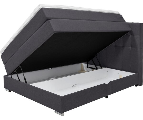 POSTELJA BOXSPRING 140 cm x 200 cm , tekstil temno siva