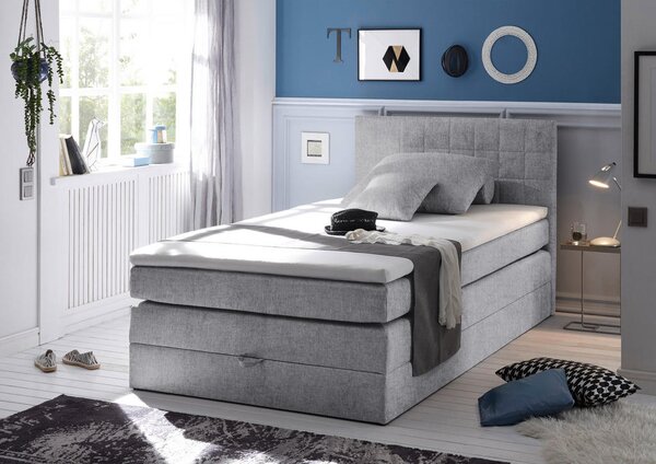 POSTELJA BOXSPRING 140 cm x 200 cm , tekstil svetlo siva