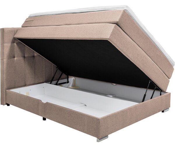 POSTELJA BOXSPRING 140 cm x 200 cm , tekstil svetlo rjava