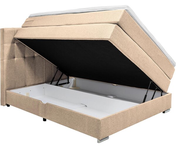 POSTELJA BOXSPRING 140 cm x 200 cm , tekstil bež
