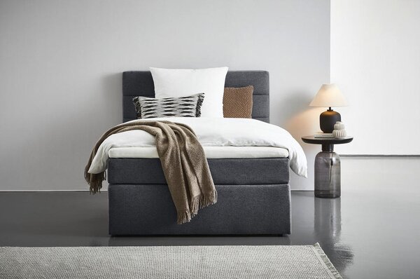 BOXSPRING POSTELJA 120 cm x 200 cm , tekstil temno siva