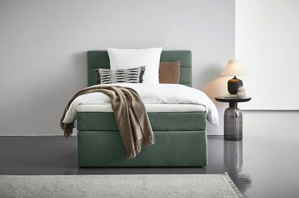 POSTELJA BOXSPRING 100 cm x 200 cm , tekstil temno zelena