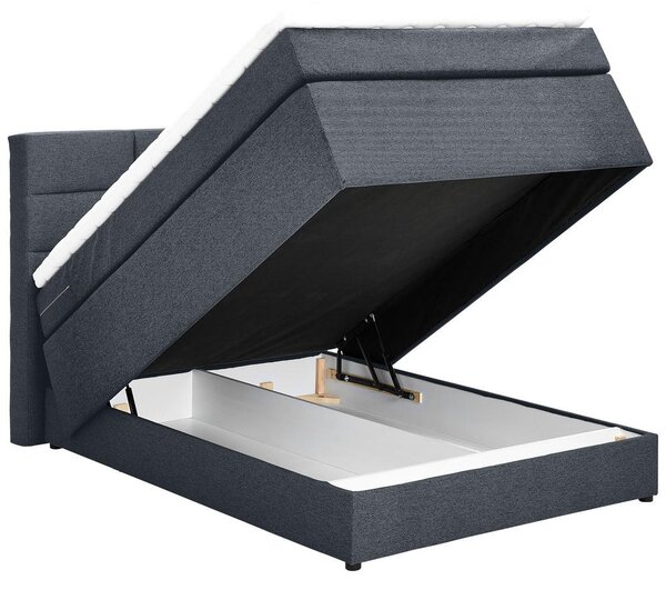 BOXSPRING POSTELJA 120 cm x 200 cm , tekstil temno siva