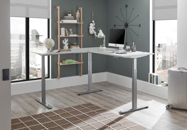 KOTNA PISALNA MIZA leseni material bela, barve aluminija