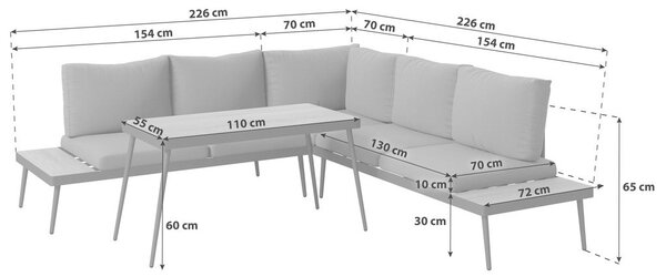 LOUNGE GARNITURA tkanina aluminij