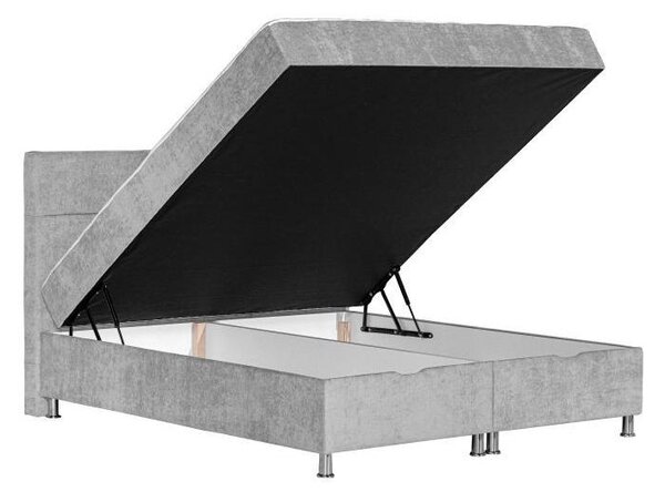 POSTELJA Z VZMETNICO 180 cm x 200 cm , les, tekstil, leseni material svetlo siva
