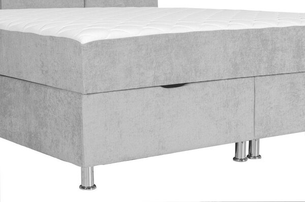 POSTELJA Z VZMETNICO 180 cm x 200 cm , les, tekstil, leseni material svetlo siva