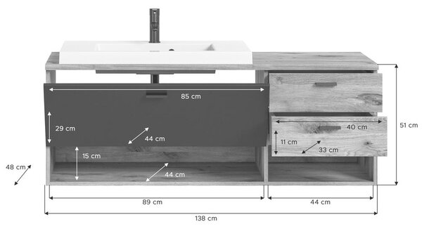 UMIVAL. ENOTA Z UMIVALNIKOM 140/50/48 cm