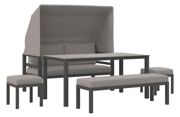 JEDILNA LOUNGE GARNITURA tkanina aluminij
