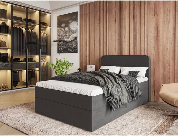 POSTELJA Z VZMETNICO 120 cm x 200 cm , tekstil antracit