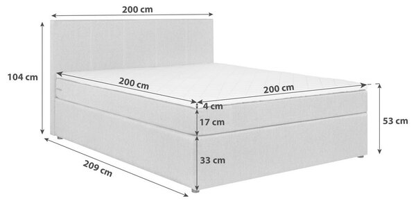 POSTELJA Z VZMETNICO 200 cm x 200 cm , tekstil peščene barve