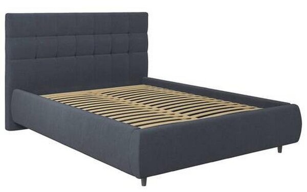 OBLAZINJENA POSTELJA 140 cm x 200 cm , tekstil antracit