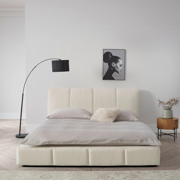 OBLAZINJENA POSTELJA 181 cm x 201 cm , les, kovina, umetna masa, tekstil bela
