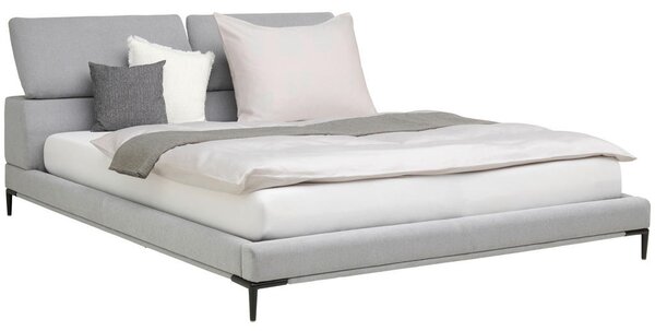 OBLAZINJENA POSTELJA 181 cm x 201 cm , les, kovina, tekstil siva