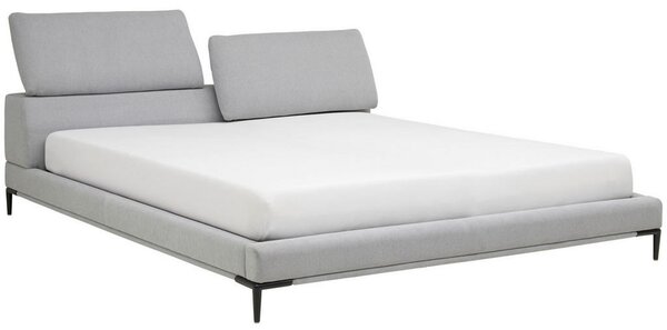 OBLAZINJENA POSTELJA 181 cm x 201 cm , les, kovina, tekstil siva