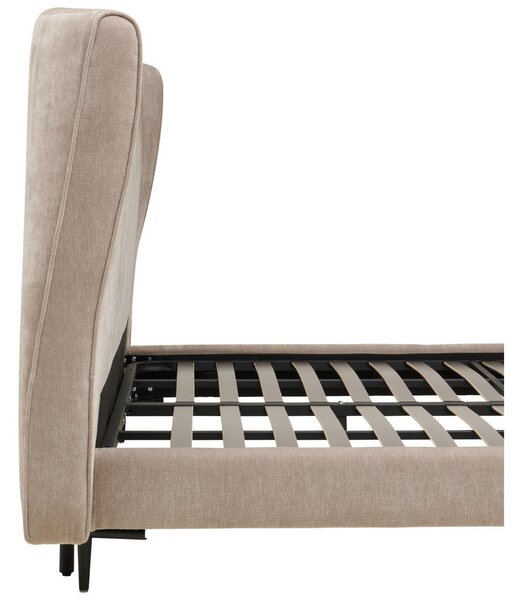 OBLAZINJENA POSTELJA 181 cm x 201 cm , les, tekstil, kovina bež