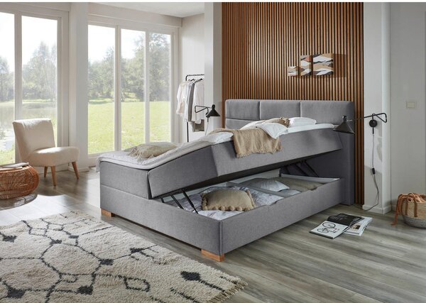 POSTELJA BOXSPRING 180 cm x 200 cm , tekstil siva