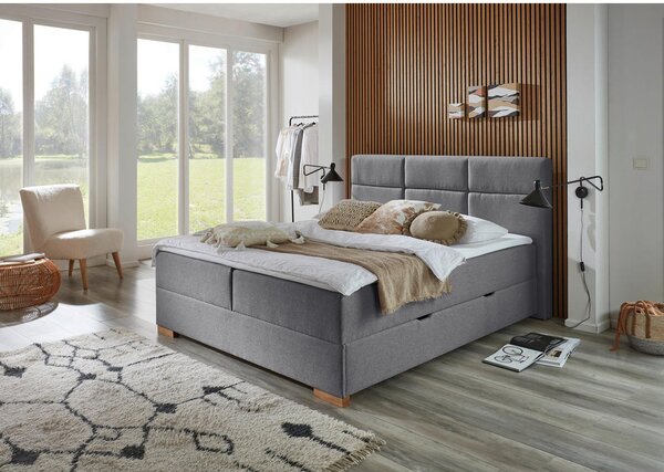 POSTELJA BOXSPRING 180 cm x 200 cm , tekstil siva