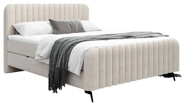 POSTELJA Z VZMETNICO 180 cm x 200 cm , les, tekstil, leseni material bež