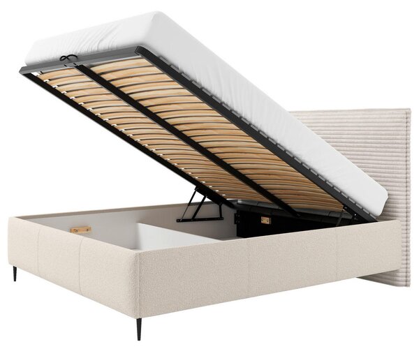 OBLAZINJENA POSTELJA 140 cm x 200 cm , les, tekstil, leseni material naravne barve