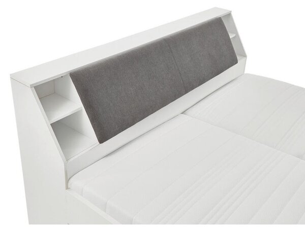 POSTELJA 180 cm x 200 cm , tekstil, leseni material siva, bela