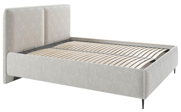OBLAZINJENA POSTELJA 140 cm x 200 cm , les, tekstil, leseni material bež