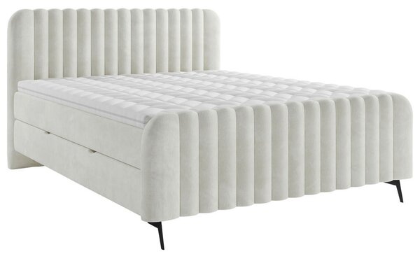 POSTELJA Z VZMETNICO 180 cm x 200 cm , les, tekstil, leseni material bež