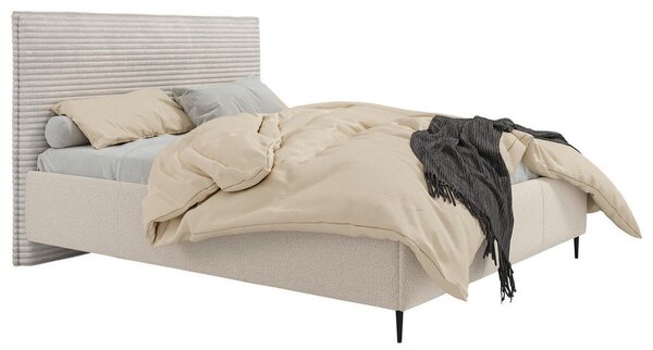 OBLAZINJENA POSTELJA 140 cm x 200 cm , les, tekstil, leseni material naravne barve