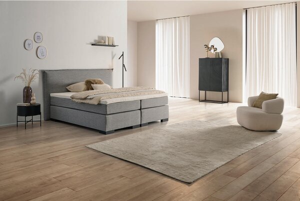 POSTELJA BOXSPRING 180 cm x 200 cm , leseni material antracit, siva, bež, ekru