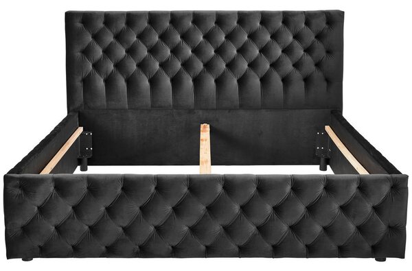 OBLAZINJENA POSTELJA 200 cm x 180 cm , tekstil črna