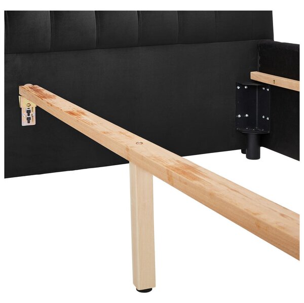 OBLAZINJENA POSTELJA 200 cm x 180 cm , tekstil črna