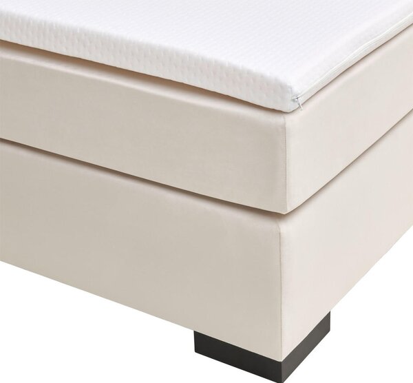 POSTELJA BOXSPRING 180 cm x 200 cm , leseni material krem barve