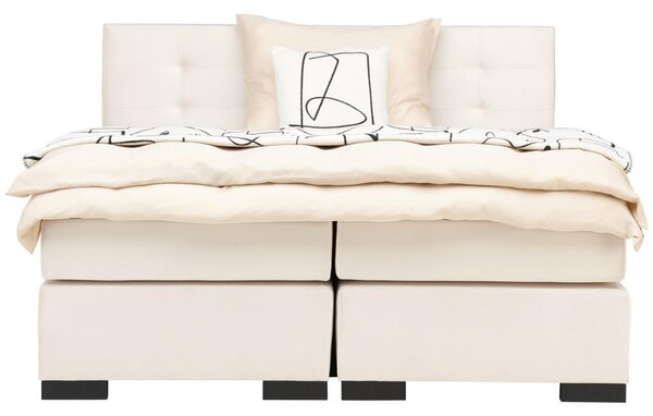 POSTELJA BOXSPRING 180 cm x 200 cm , leseni material krem barve