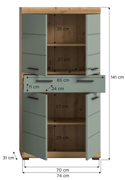 SREDNJE VISOKA OMARA 74/141/31 cm