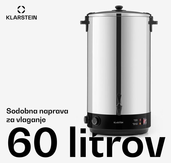 Klarstein KonfiStar 60, lonec za konzerviranje, avtomat za tople napitke, 2500 W, 60 l, 110 °C, 120 min., nerjaveče jeklo