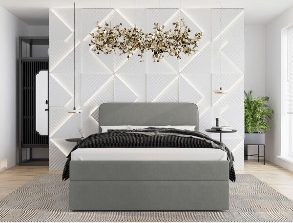 POSTELJA Z VZMETNICO 120 cm x 200 cm , tekstil siva